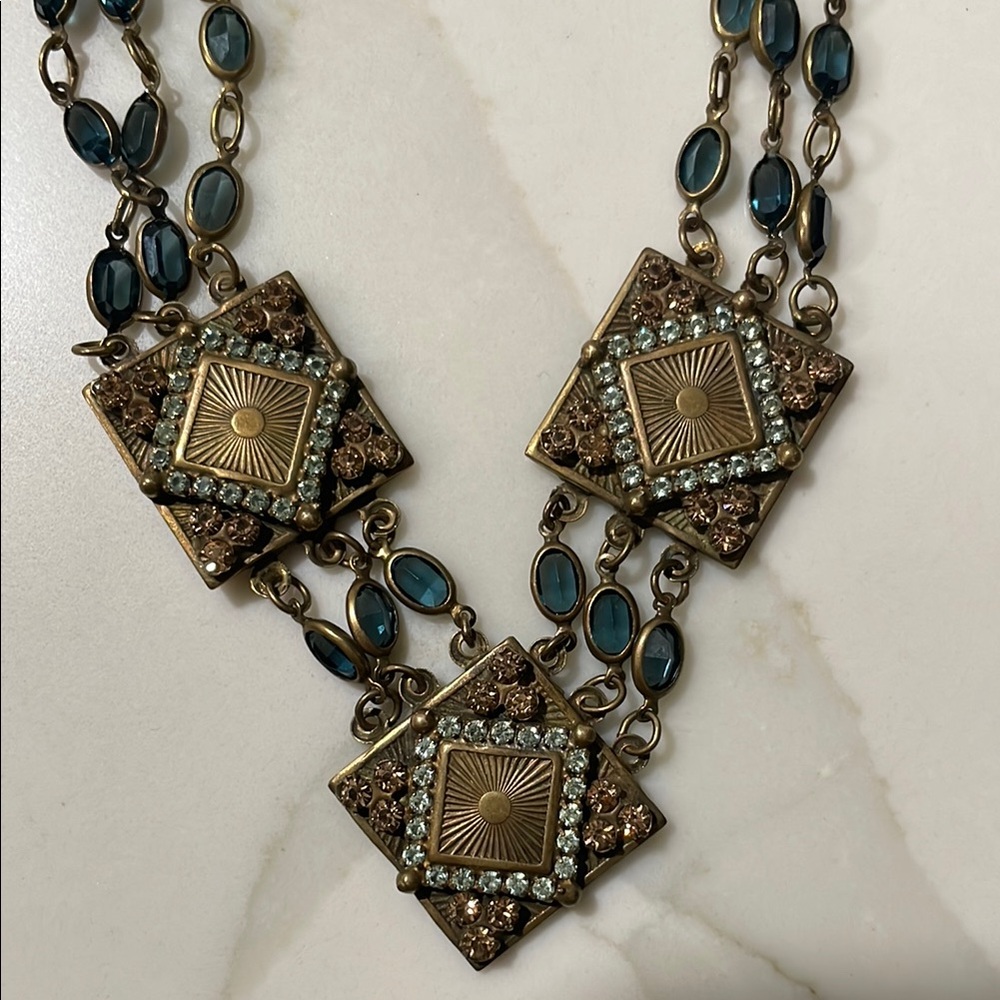 SORRELLI Vintage Gold and Blue Necklace - Picture 6 of 9